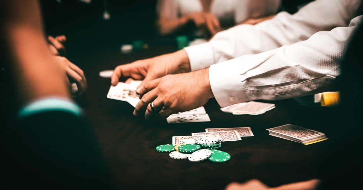 poker chips in the air in a Las Vegas casino